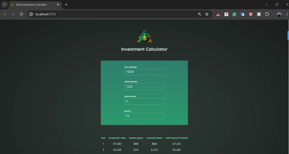 Investment Calculator screenshot