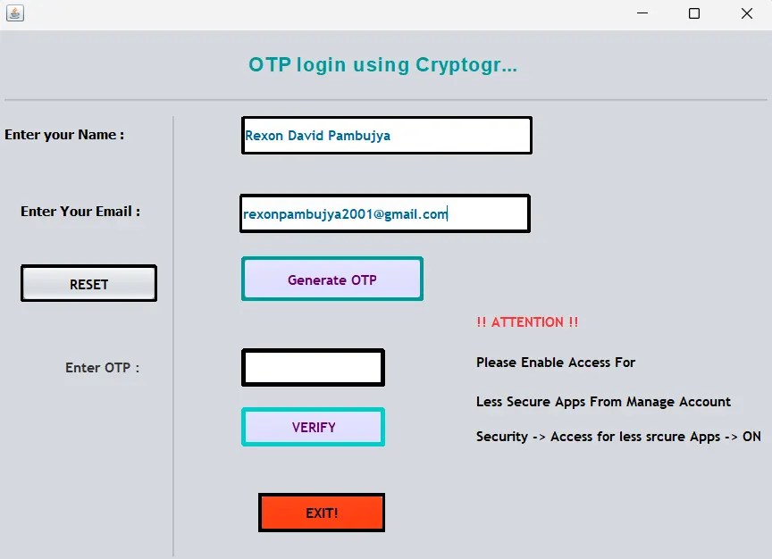 OTP Login System screenshot